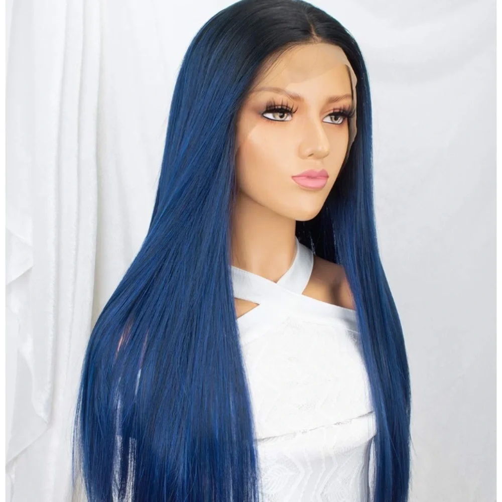 K. Jener 22” Blue ombré straight lace front wig